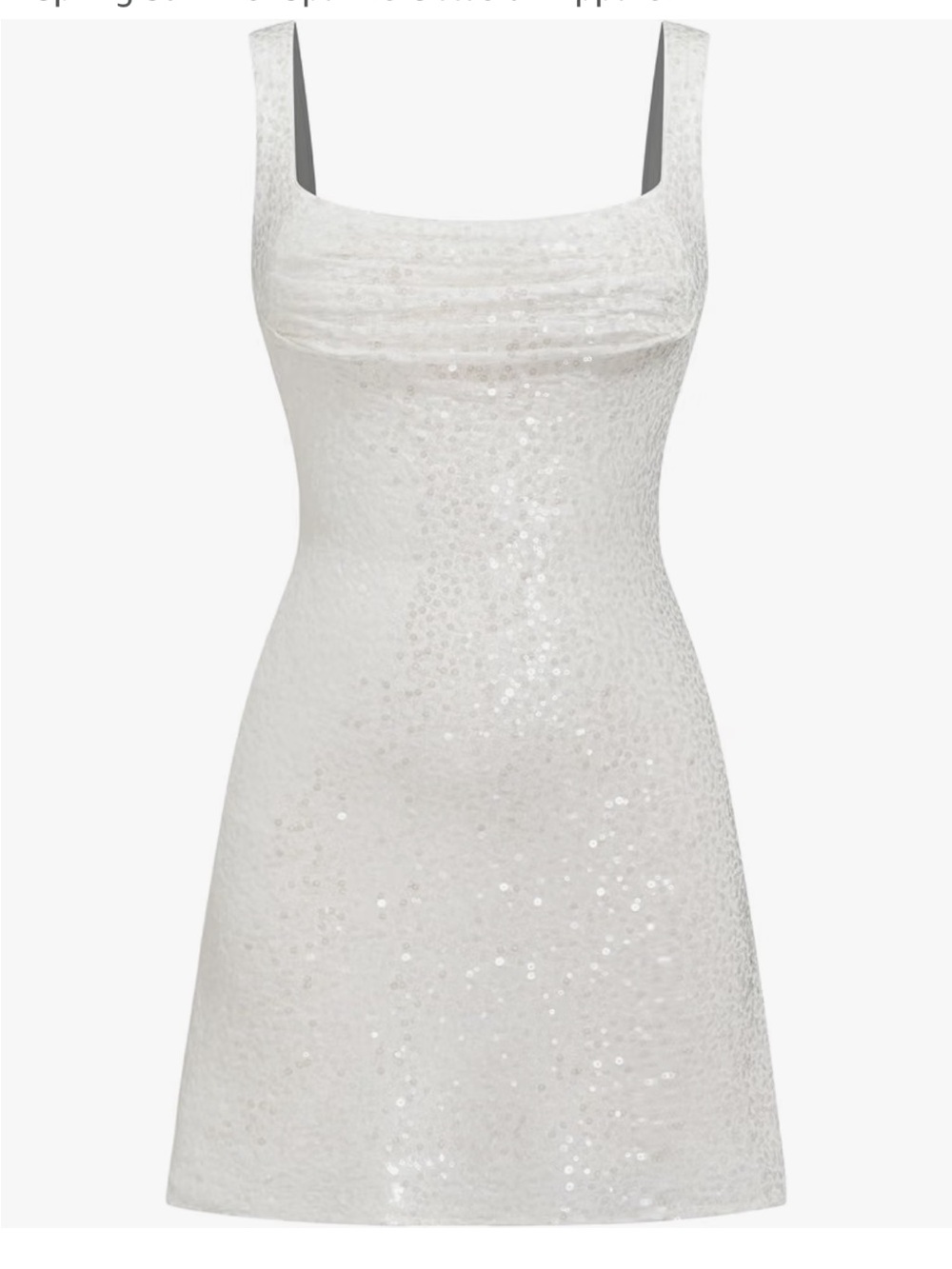 Cider White Sequin Square-Neck Mini Dress